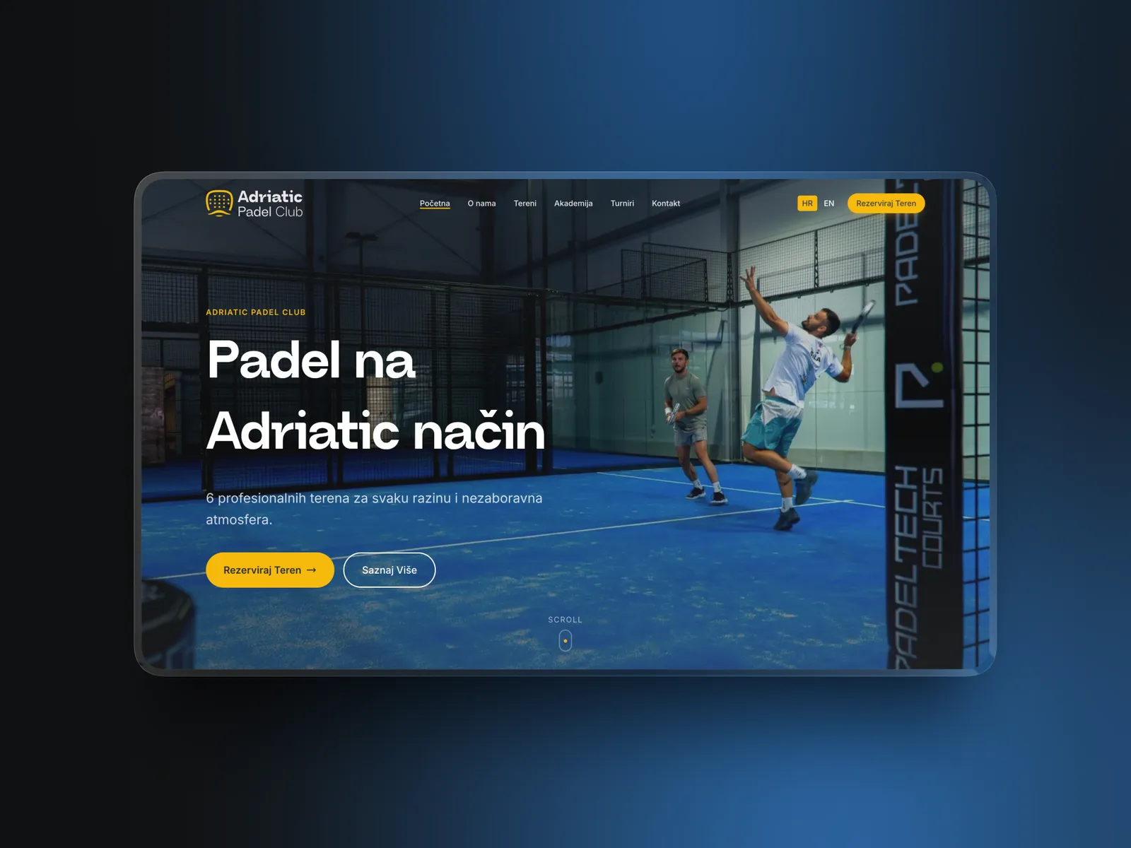 Adriatic Padel — Sports & Recreation website by Webframe